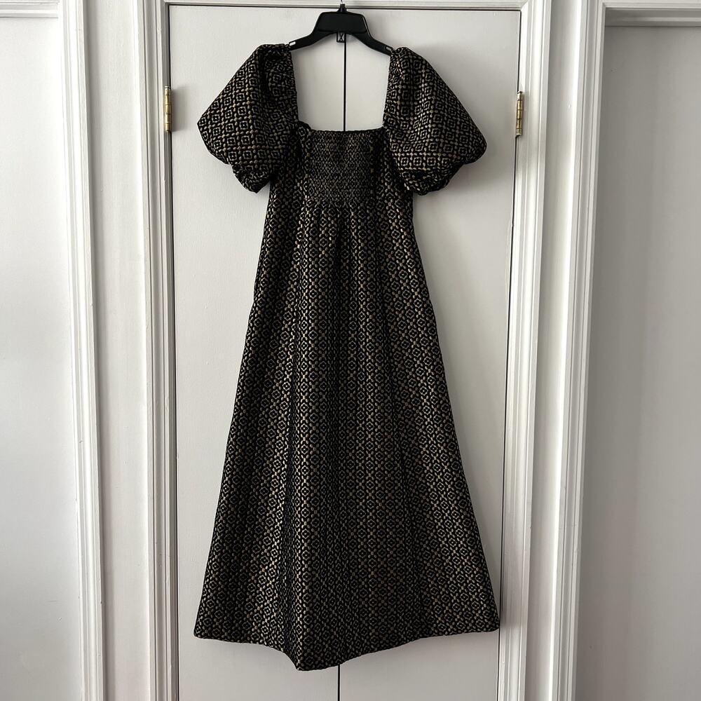 Hill House Home The Matilda Midi Dress Metallic Brocade Size S New - Picture 7 of 7